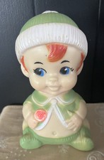 Vintage SANITOY “Plumpie” vinyl squeak toy Green baby boy 1970s