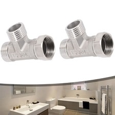 2Pcs T Adapter 3 Ways Valve For Diverter Bath Toilet Sprayer Shower Head 1/2''
