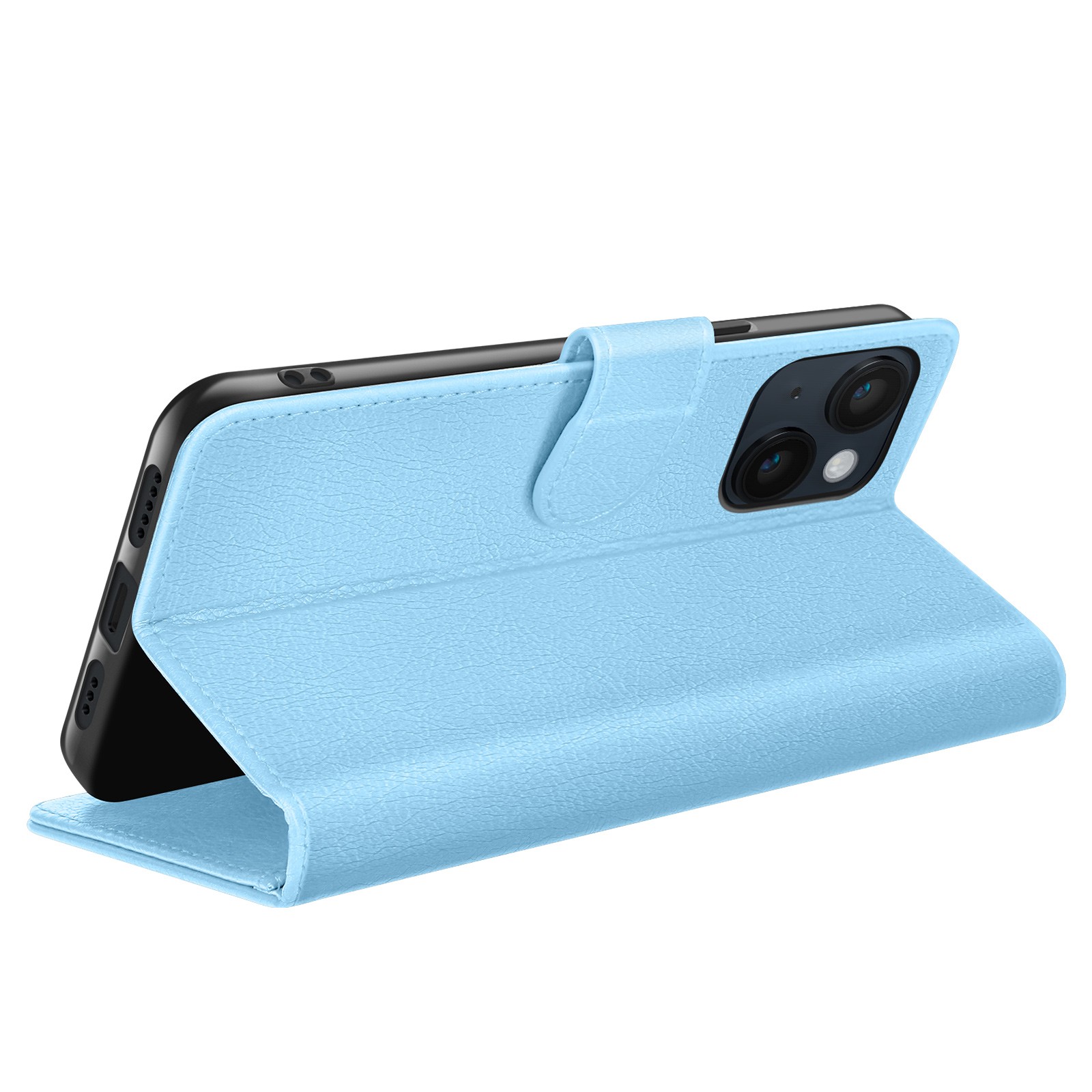Coque portefeuille iPhone 14 Plus support bleu clair Zanaé - 2