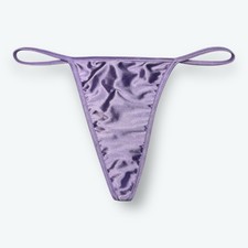 Satin V-String Hi-Cut Thong Lavender S
