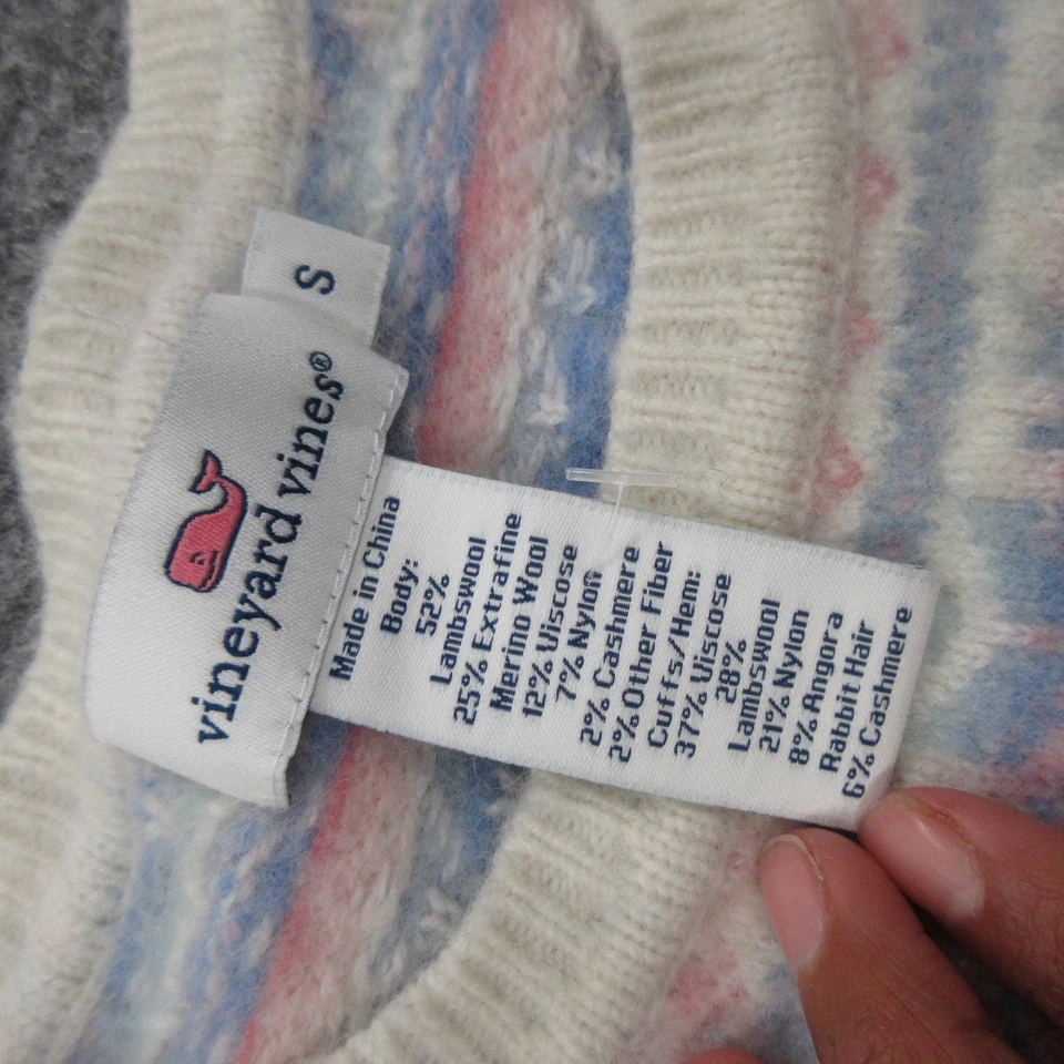 Suéter para mujer Vineyard Vines XS rosa azul Fair Isle lana cachemir suéter Foto 3 de 4