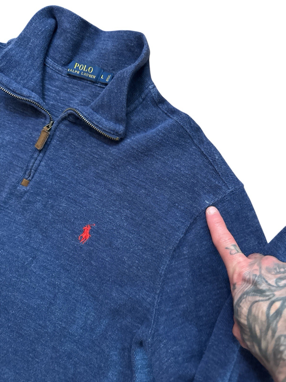 Polo Ralph Lauren Men’s 1/4 Zip Up Pullover Size Large Navy Blue Polo Logo thumbnail 8