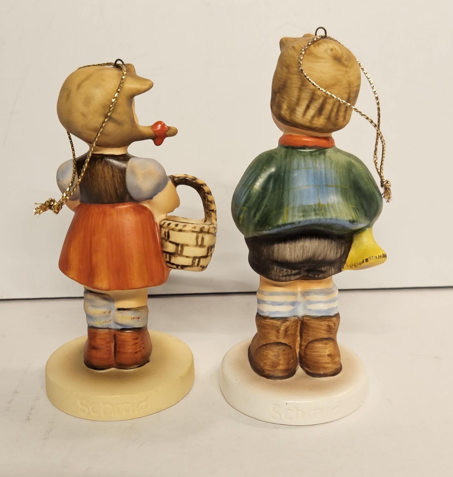 Set OF 2 Schmid Reproduction Ornaments Designed by Berta Hummel 1985 Girl Boy