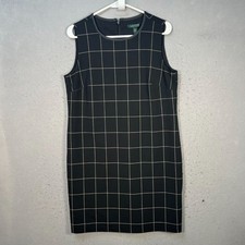 Lauren Ralph Lauren Womens Size 8 Black Plaid Sleeveless Sheath Dress