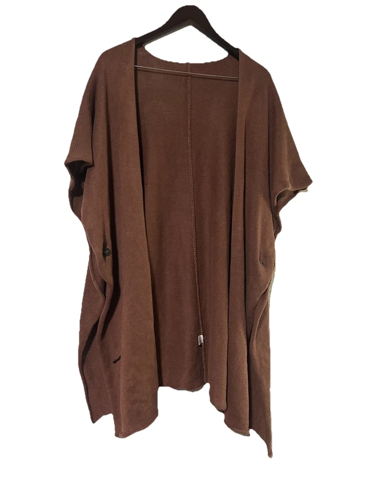 Eskandar $1390 Chestnut Brown  Long Linen Tabard Cardigan Sweater Lagenlook - Image 3 of 4