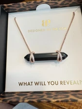 Bomb Party Untamed "Killer Instinct"  Onyx CZ Necklace NK14994 Rose Gold New!