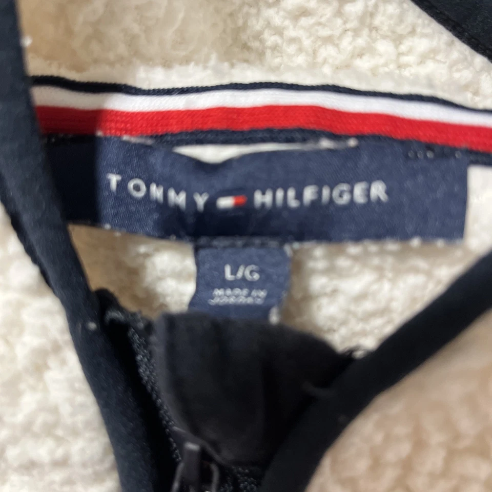 Tommy Hilfiger Blanco Sherpa Polar Sudadera con Capucha 1/4 Cremallera Para Mujer Talla L Chaqueta Foto 4 de 4