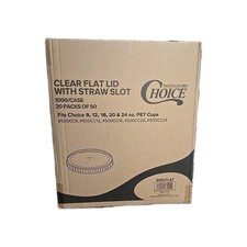 Choice Clear Flat Lid with Straw Slot - 9, 12, 16, 20, and 24 oz. - 1000/Case