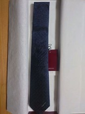 GUCCI Horsebit Silk Jacquard Tie Blue Navy Italy w/Box Authentic New 1837AK