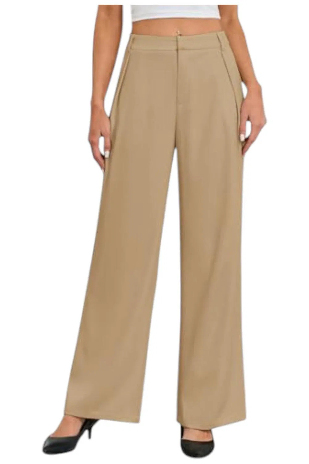 Gracyoga Women's High Waisted Wide Leg Pants Khaki
