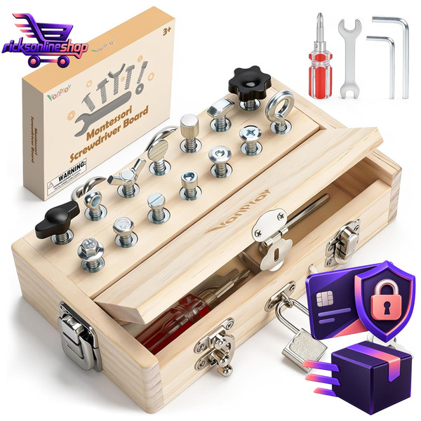 Montessori Spielzeug Motorikspielzeug Holz Schraubendreher Busy Board Ab 3-image