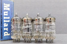Nice Group of 4 Mixed Branded Mullard/Blackburn Made 12AU7/ECC82 Vacuum Tubes