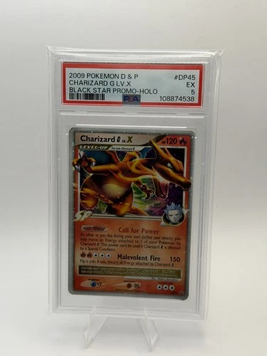 2009 POKEMON DIAMOND & PEARL BLACK STAR PROMO HOLO #DP45 CHARIZARD G LV.X PSA 5