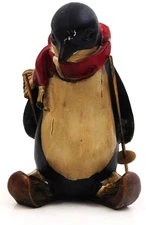 TII Collection Penguin Skiing Poles Scarf Christmas Winter Figurine