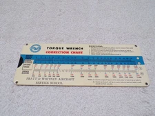 VINTAGE PRATT & WHITNEY AIRCRAFT SERVICE SCHOOL TORQUE WRENCH CORRECTION CHART