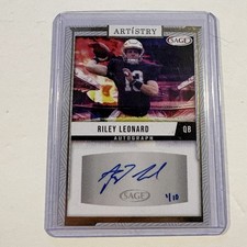 Riley Leonard 2024 Sage Artistry Auto 1/10 SSP Rare Notre Dame First On Print