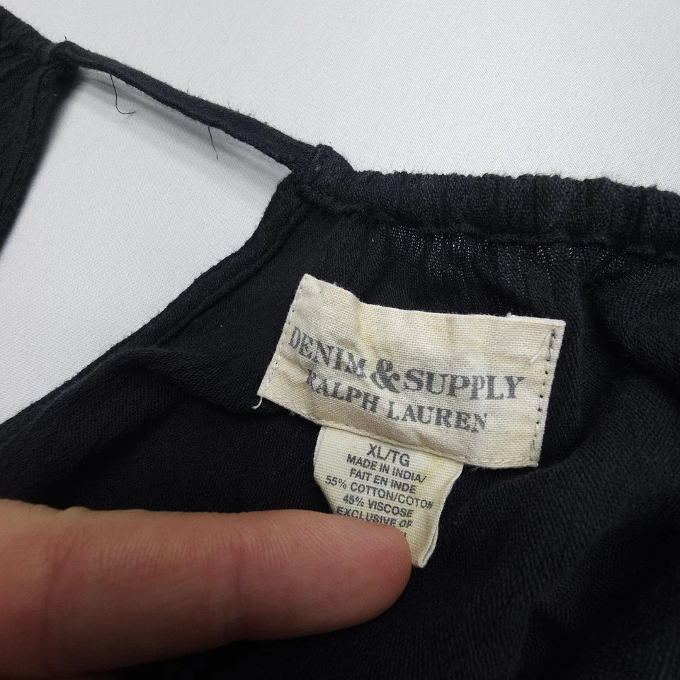 Ralph Lauren Denim & Supply Túnica Campesina Bordada Talla XL Boho Festival Top Foto 3 de 4