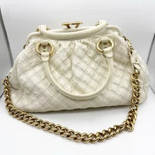 Marc Jacobs Quilted Leather Steam Bag Ivory Color Gold Trim