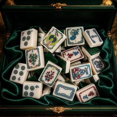 American mahjong 160 Tiles Engraved Emerald Buddha Bodhisattv