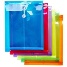 6 Pack Plastic Envelopes Poly Envelopes Expandable Files Document Folders wit...