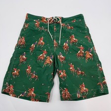 Polo Ralph Lauren Youth Size Large Swimming Trunks Horse Graphic Green