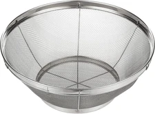 Fine Mesh Strainer 11" X 4" - Stainless Steel Rice Strainer & Mesh Colander for 