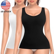 Women Camisole with Built in Shelf Bra Casual Tank Tops Basic Layer Sleeveless