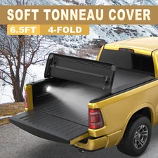 6.4 6.5FT Tonneau Cover Truck Bed For 2003-25 Dodge Ram 1500 2500 4-FOLD W/ LED