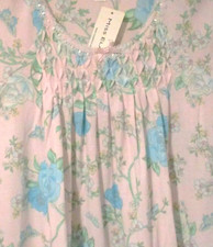 New MSRP 72 Miss Elaine Cottonessa Blue Floral Rose Cap Slv Short Nightgown 1X