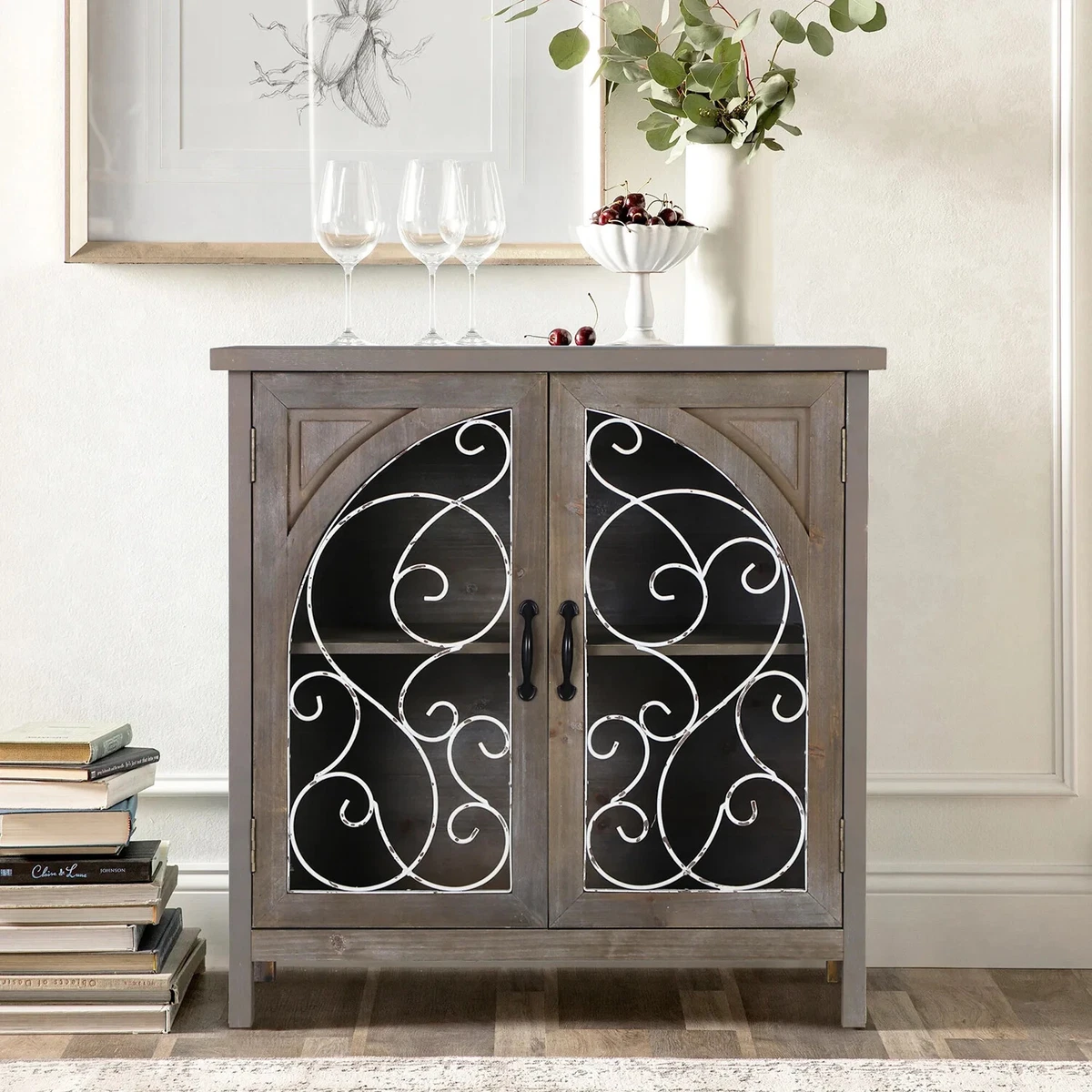 Farmhouse accent sale cabinet with doors