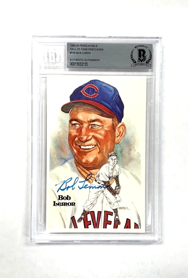 Bob Lemon Signed Perez-Steele Hall Of Fame Postcard Beckett Slabbed Auto BAS - Image 3 of 3