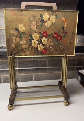 Folding TV Trays And Cart Retro Mid Century W/ Stand Set of