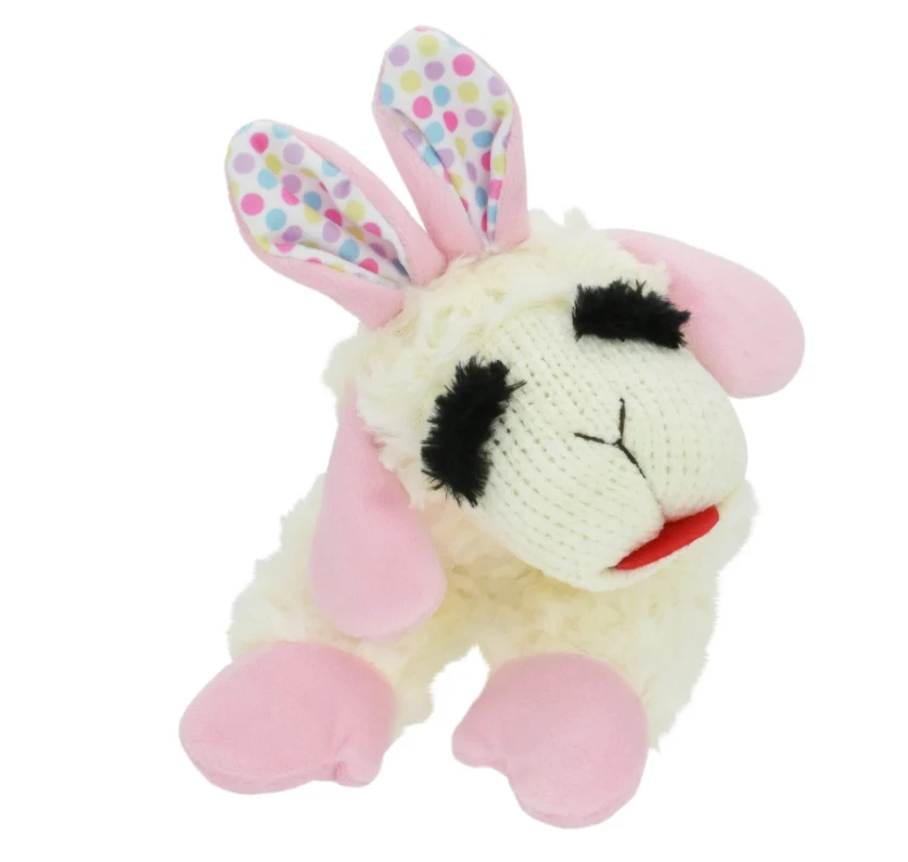 NEW Easter Holiday Lamb Chop by Multipet, Plush Squeaker Dog Toy, Pink or Purple - Image 3 of 4
