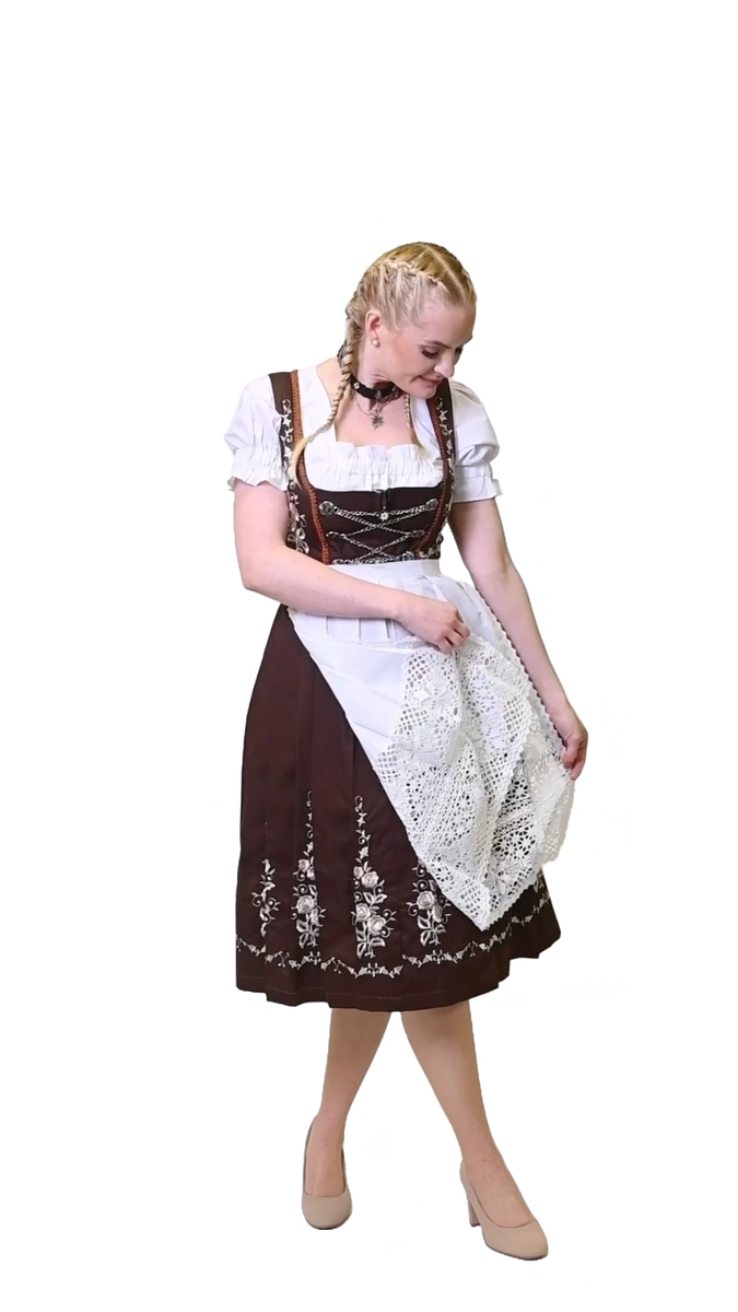 brown dirndl dress EMBROIDERED German XS S M L XL 2XL Oktoberfest Waitress Party Size:12-18 Months shaped trim along the Gender_Girl V & V Weddings: