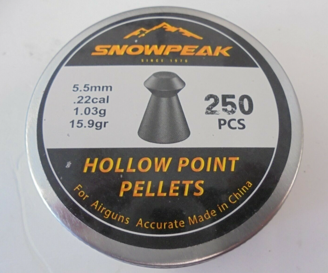 Snowpeak hollow point air rifle pellets .22 / 5.5mm x 250 target vermin