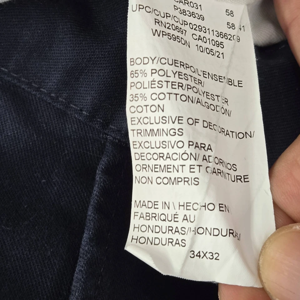 Pantalones Dickies Hombre 34X32 Azul Carga Sarga Recto Logo Botón 32" Entrepierna Foto 3 de 4