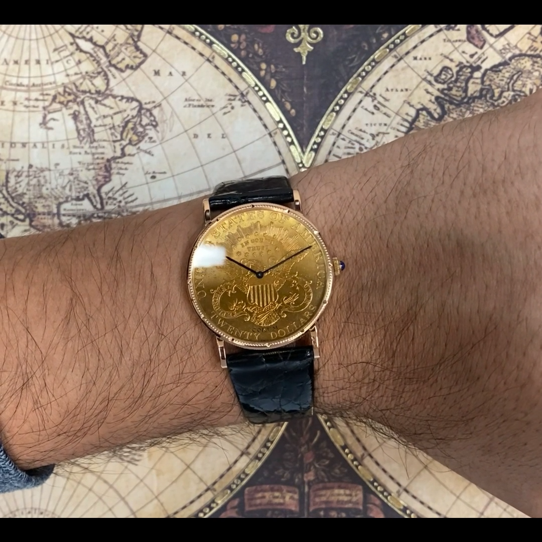 CORUM $20 US Coin Double Eagle 22k Yellow Gold Mens 34.5mm Manual