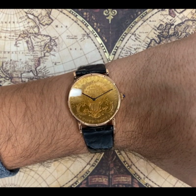 CORUM $20 US Coin Double Eagle 22k Yellow Gold Mens 34.5mm Manual