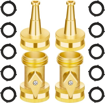 #ad Brass Hose Nozzle High Pressure Jet Nozzle 4 Count 1 2 Set Heavy Duty Water $17.97