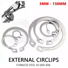 External Circlips Shaft C-Clip 3-150mm DIN 471 Retaining Ring Stainless Steel A2