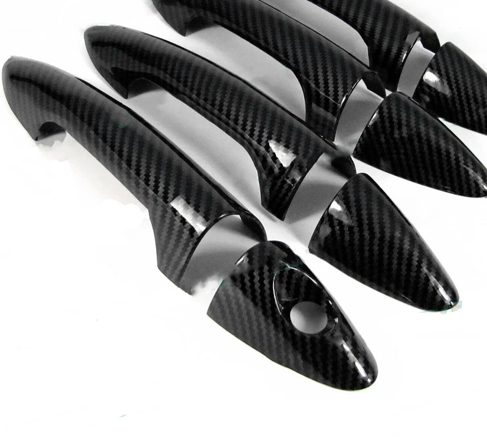 光滑黑色碳纤维盖饰件适用于 2012 - 2017 现代口音门把手 — 第 4/4 张图片