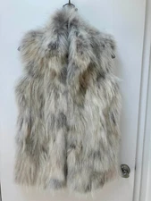 NWT Wolfie Furs Beige Coyote GENUINE FUR mid-length vest SZ S more like M 6 or 8