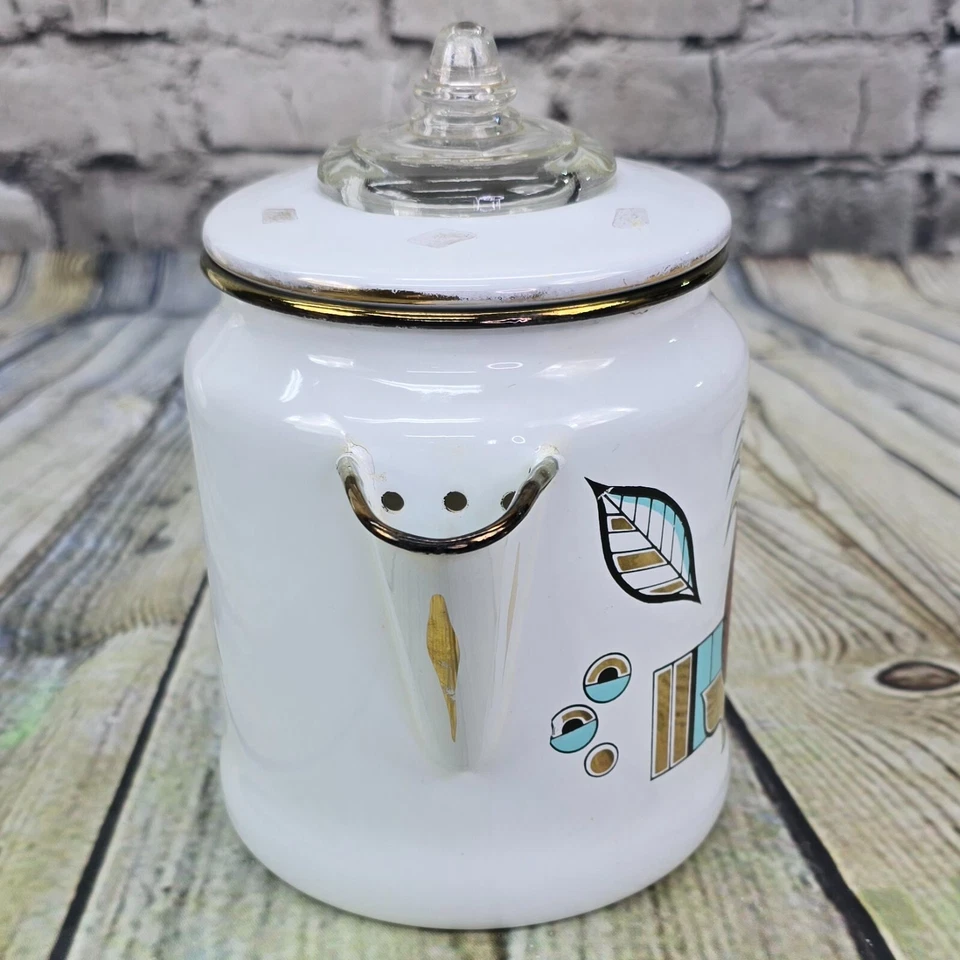 Georges Briard Ambrosia Piña Cafetera MCM Esmalte Percolador EE. UU. Foto 4 de 4