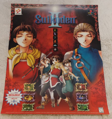 Suikoden II Sony Playstation US Store Display Promo Poster 22 x 28 Konami RPG