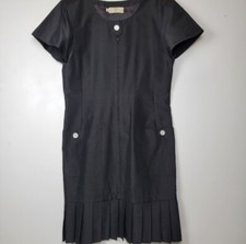 Valentino Gruppo Vintage Silk Black Shift Dress with Pleated Hem, EUC, size 10