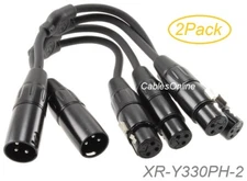 2-Pack 6-inch Pig-Hog XLR (3-Pin) Male to 2-XLR Female Jacks Y-Splitter Cables