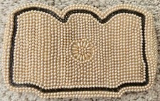 Vintage REGAL PROD. Beaded Ivory Pearl Clutch Zippered Bag Handmade in Japan 4x6