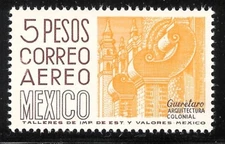 pa240 Mexico Arquite MNH paper 9 Sc#C476 Mc#1160Zz Et#aa240 orange