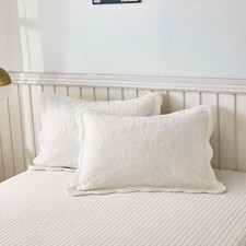 2-Piece 100 Cotton Quilted Pillow Shams Embroidered Farmhouse Pillow Shams