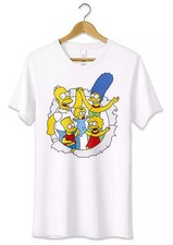 T-Shirt Maglietta The Simpson Personaggi Famiglia Tshirt Bianca Unisex Cotone